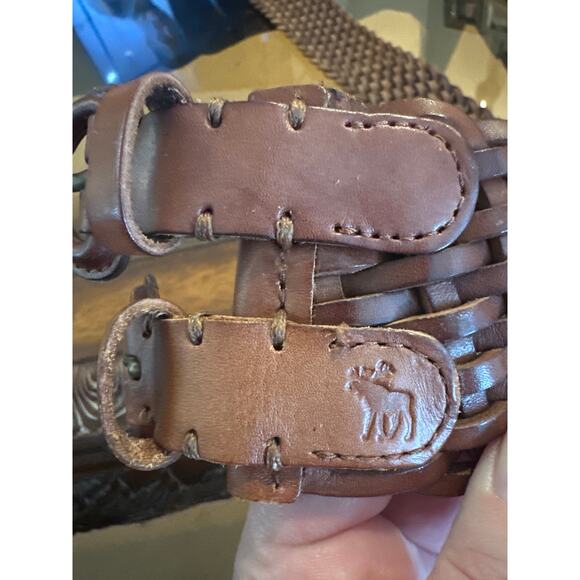 Womens Abercrombie & Fitch Brown Genuine Leather Woven Belt. Size Medium - Picture 3 of 4